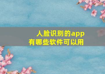 人脸识别的app有哪些软件可以用