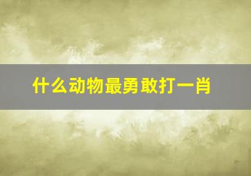 什么动物最勇敢打一肖