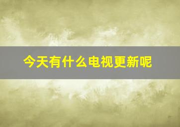 今天有什么电视更新呢