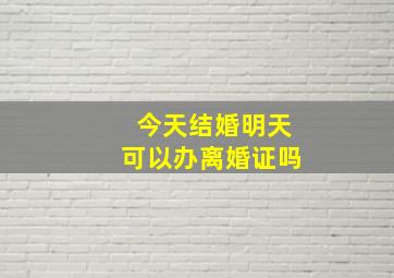 今天结婚明天可以办离婚证吗