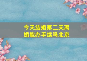 今天结婚第二天离婚能办手续吗北京