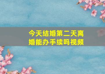 今天结婚第二天离婚能办手续吗视频