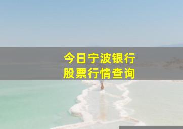 今日宁波银行股票行情查询