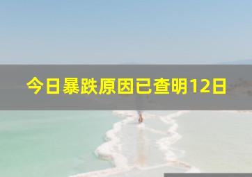 今日暴跌原因已查明12日