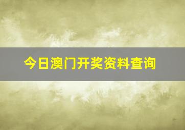 今日澳门开奖资料查询