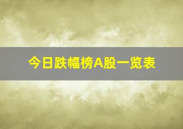 今日跌幅榜A股一览表