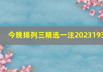 今晚排列三精选一注2023193