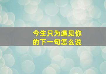 今生只为遇见你的下一句怎么说