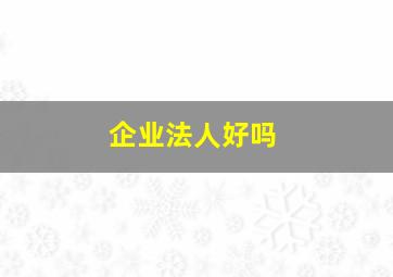 企业法人好吗