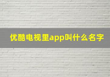 优酷电视里app叫什么名字