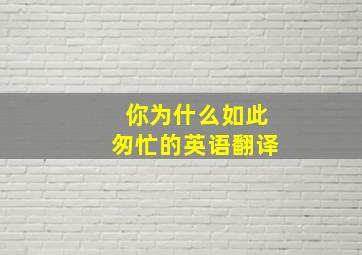 你为什么如此匆忙的英语翻译