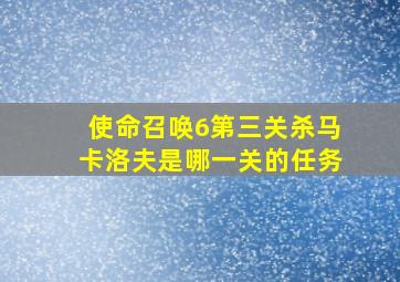 使命召唤6第三关杀马卡洛夫是哪一关的任务