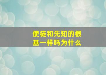 使徒和先知的根基一样吗为什么