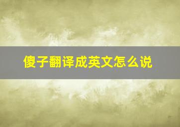 傻子翻译成英文怎么说