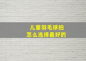 儿童羽毛球拍怎么选择最好的