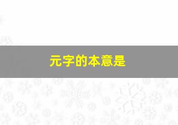 元字的本意是