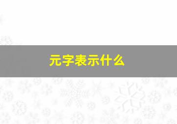 元字表示什么