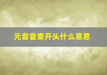 元音音素开头什么意思