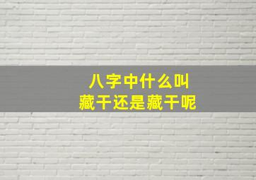 八字中什么叫藏干还是藏干呢