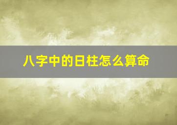 八字中的日柱怎么算命