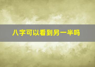 八字可以看到另一半吗