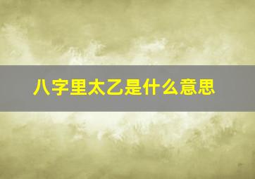 八字里太乙是什么意思