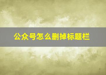 公众号怎么删掉标题栏