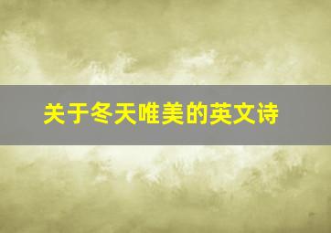 关于冬天唯美的英文诗