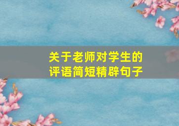 关于老师对学生的评语简短精辟句子