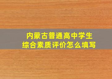 内蒙古普通高中学生综合素质评价怎么填写