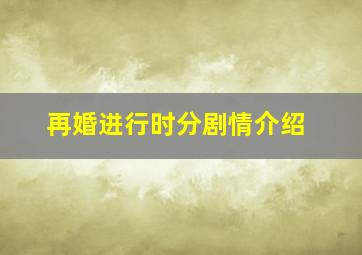 再婚进行时分剧情介绍