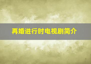 再婚进行时电视剧简介