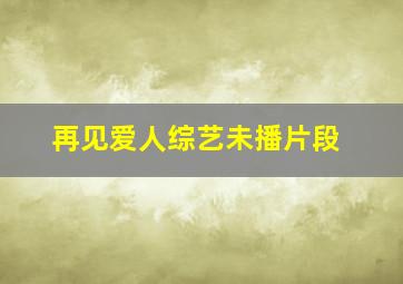 再见爱人综艺未播片段