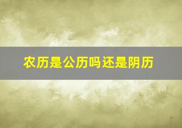 农历是公历吗还是阴历