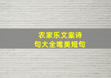 农家乐文案诗句大全唯美短句