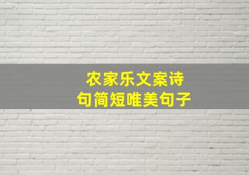 农家乐文案诗句简短唯美句子