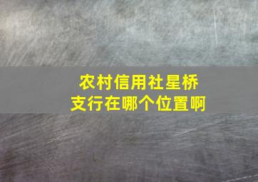 农村信用社星桥支行在哪个位置啊