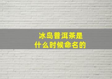 冰岛普洱茶是什么时候命名的