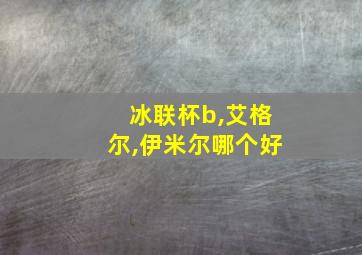 冰联杯b,艾格尔,伊米尔哪个好