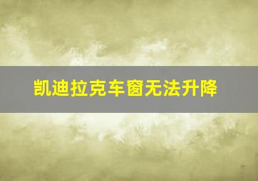 凯迪拉克车窗无法升降