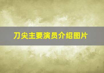 刀尖主要演员介绍图片