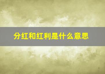 分红和红利是什么意思