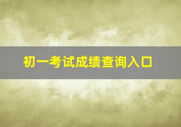 初一考试成绩查询入口