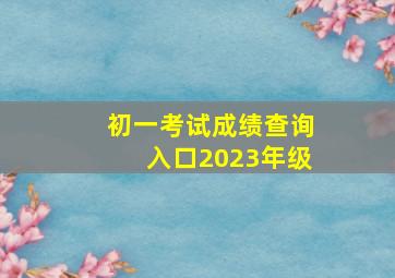 初一考试成绩查询入口2023年级