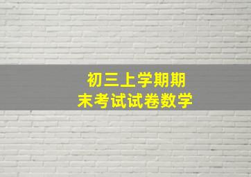 初三上学期期末考试试卷数学