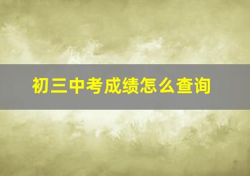 初三中考成绩怎么查询