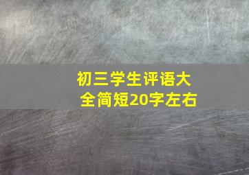 初三学生评语大全简短20字左右