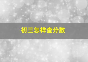 初三怎样查分数