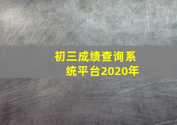 初三成绩查询系统平台2020年