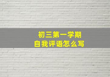 初三第一学期自我评语怎么写